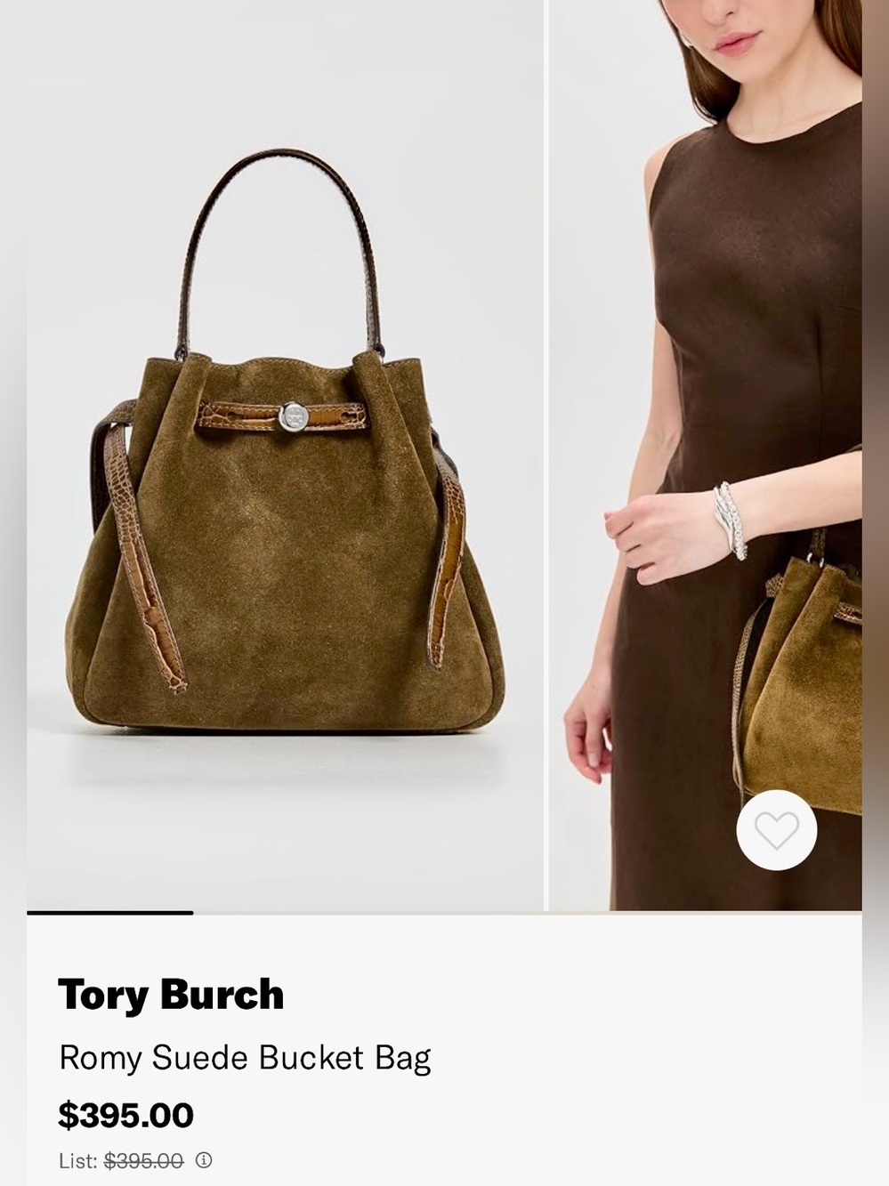 Tory Burch Romy Suede Bag Olive 2025 BNWT